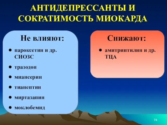 Не влияют: амитриптилин и др. ТЦА Снижают: пароксетин и др.