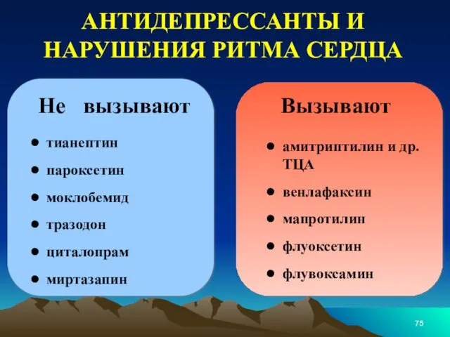 Не вызывают амитриптилин и др. ТЦА венлафаксин мапротилин флуоксетин флувоксамин