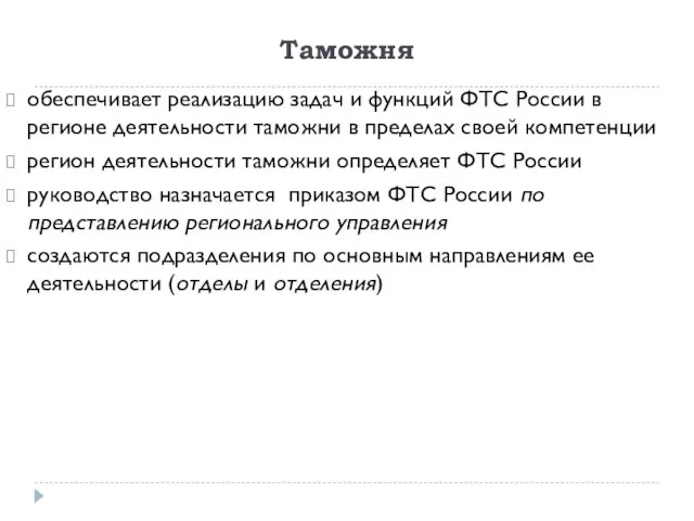 Таможня обеспечивает реализацию задач и функций ФТС России в регионе