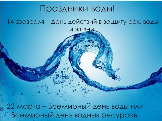 Праздники воды! 14 февраля – День действий в защиту рек,