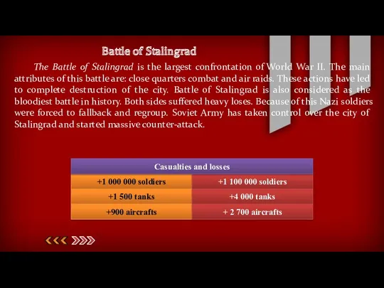Battle of Stalingrad The Battle of Stalingrad is the largest