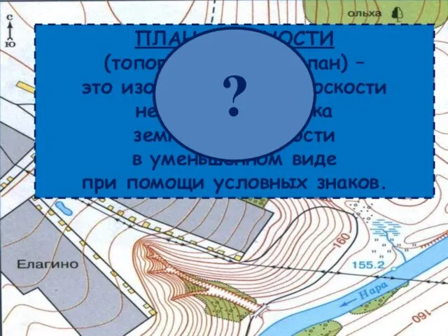 ПЛАН МЕСТНОСТИ (топографический план) – это изображение на плоскости небольшого