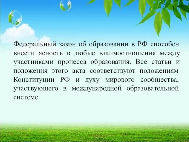 Федеральный закон об образовании в РФ способен внести ясность в любые взаимоотношения между