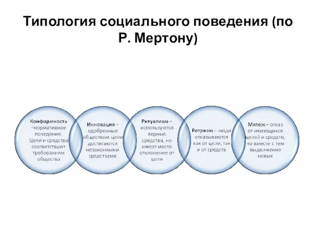 Типология социального поведения (по Р. Мертону)