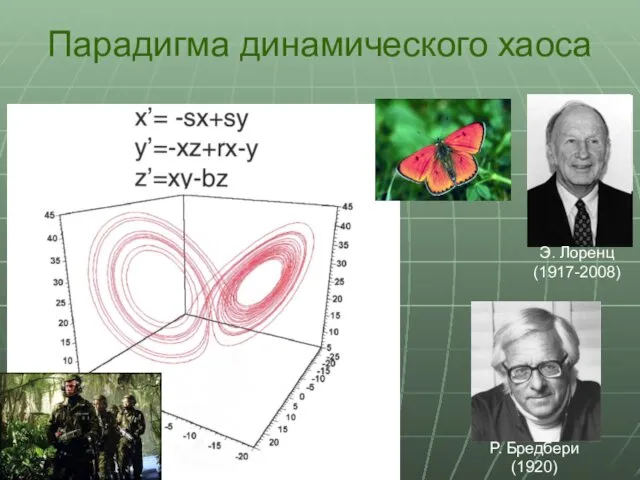 Парадигма динамического хаоса Э. Лоренц (1917-2008) Р. Бредбери (1920)