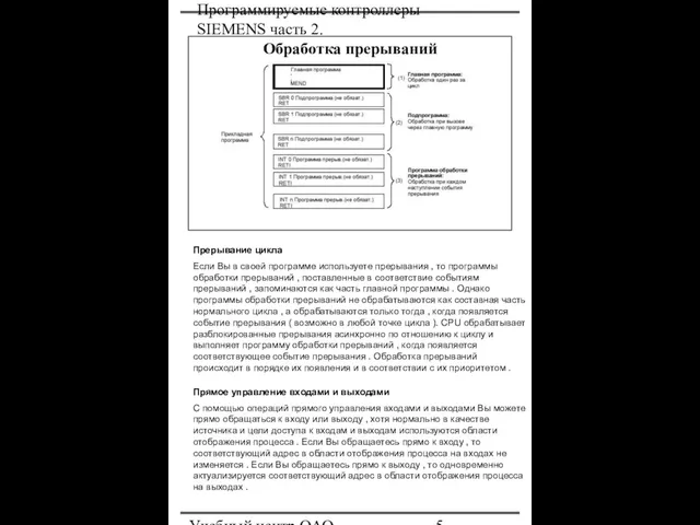 Программируемые контроллеры SIEMENS часть 2. Учебный центр ОАО "Северсталь" Обработка