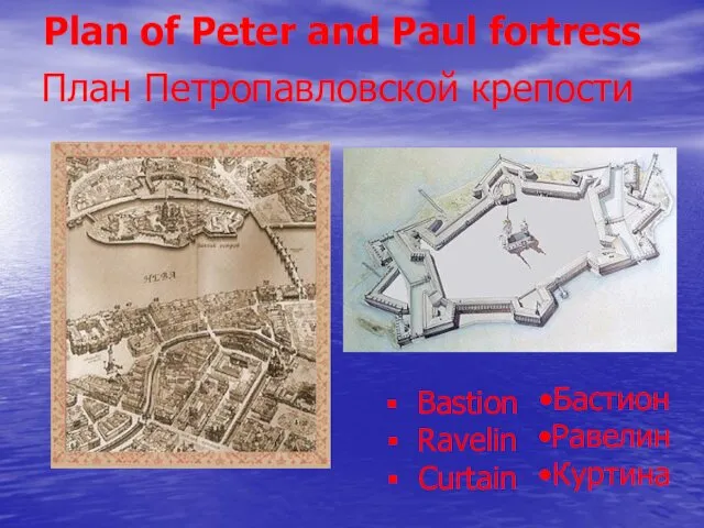 План Петропавловской крепости Бастион Равелин Куртина Plan of Peter and Paul fortress Bastion Ravelin Curtain