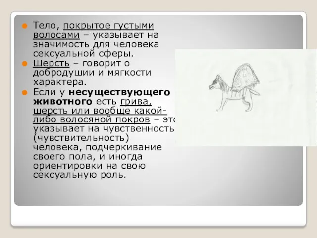 Тело, покрытое густыми волосами – указывает на значимость для человека