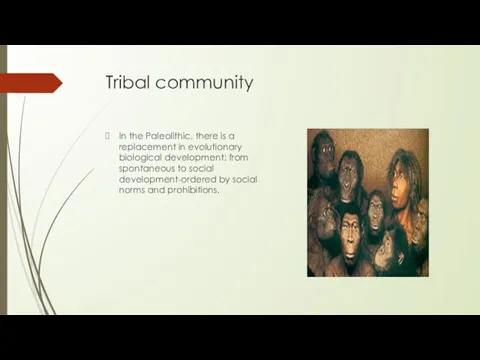 Tribal community In the Paleolithic, there is a replacement in