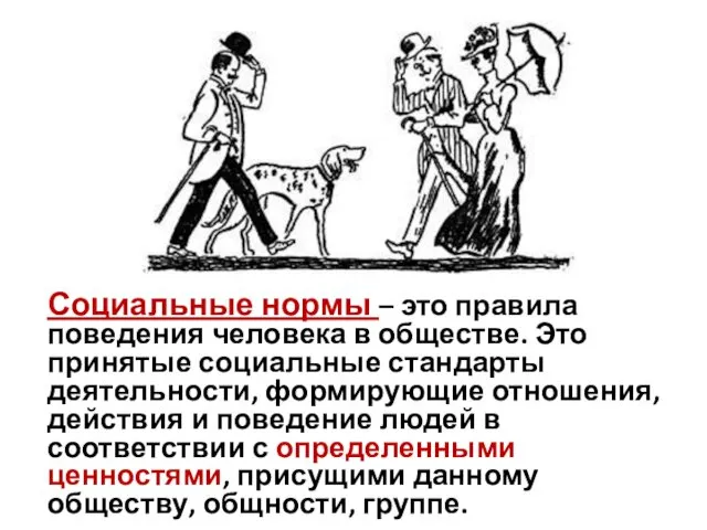 Социальные нормы – это правила поведения человека в обществе. Это