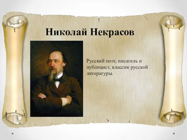 Николай Некрасов Русский поэт, писатель и публицист, классик русской литературы.