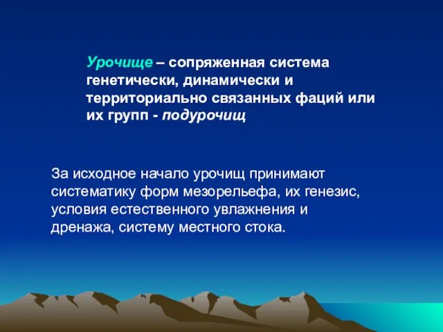 Урочище – сопряженная система генетически, динамически и территориально связанных фаций