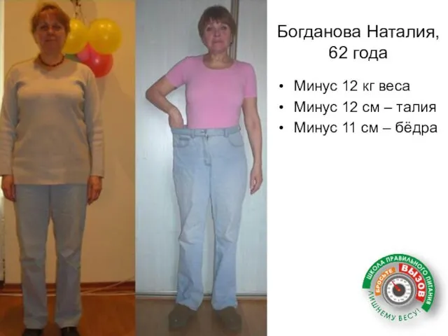 Богданова Наталия, 62 года Минус 12 кг веса Минус 12