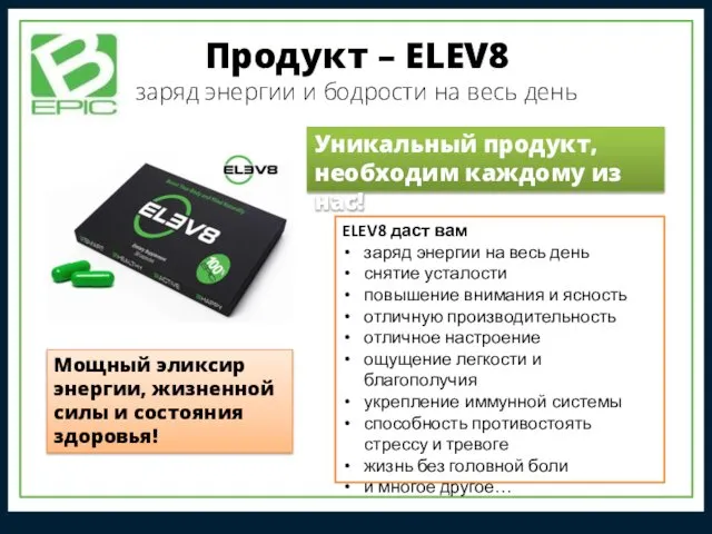 ELEV8 даст вам заряд энергии на весь день снятие усталости