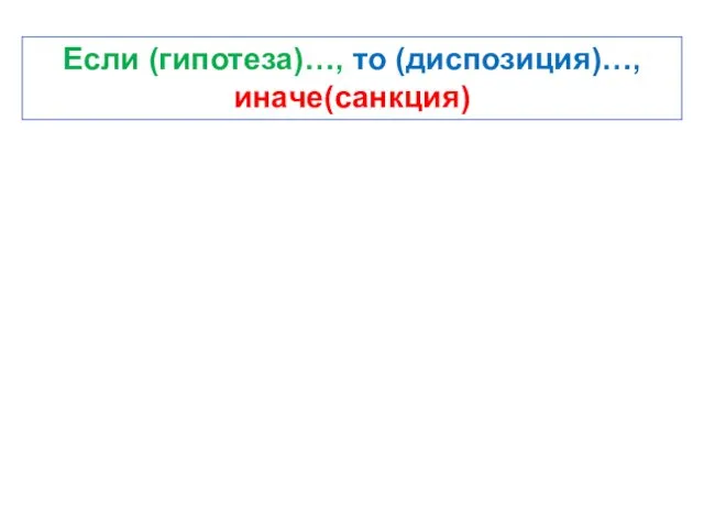 Если (гипотеза)…, то (диспозиция)…, иначе(санкция)