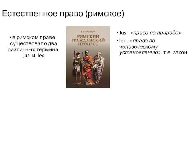 Естественное право (римское) в римском праве существовало два различных термина: