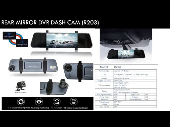 REAR MIRROR DVR DASH CAM (R203)