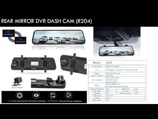 REAR MIRROR DVR DASH CAM (R204)