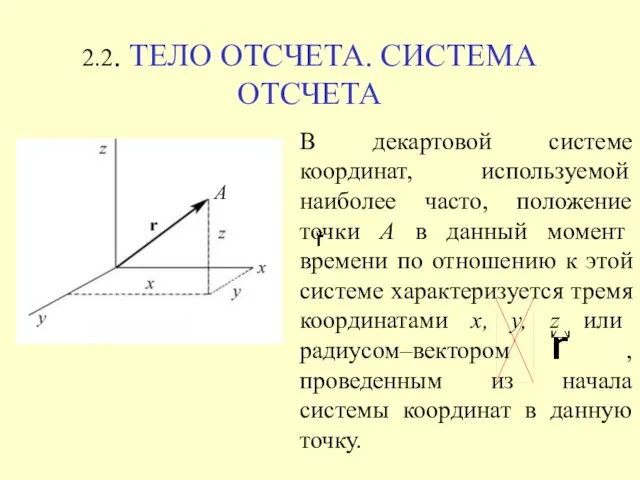 A В декартовой системе координат, используемой наиболее часто, положение точки