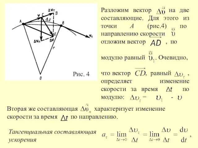 Разложим вектор на две составляющие. Для этого из точки А