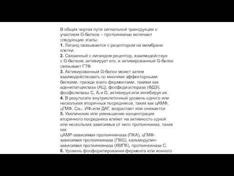 В общих чертах пути сигнальной трансдукции с участием G-белков –