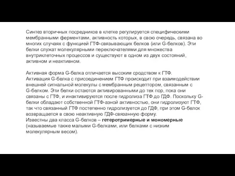 Синтез вторичных посредников в клетке регулируется специфическими мембранными ферментами, активность