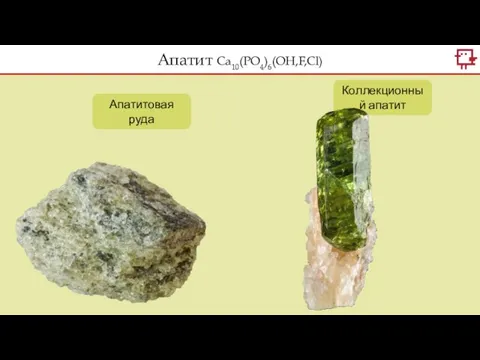 Апатит Ca10(PO4)6(OH,F,Cl) Апатитовая руда Коллекционный апатит