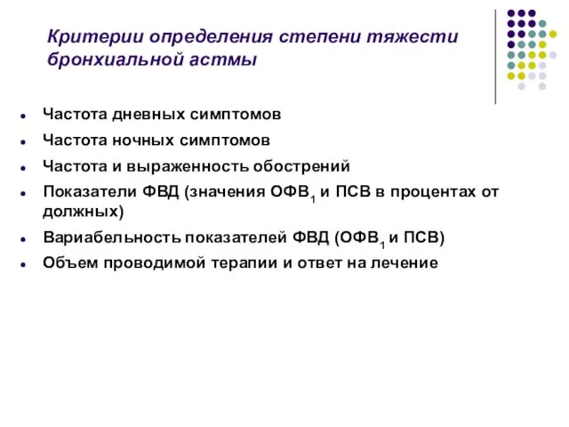 Частота дневных симптомов Частота ночных симптомов Частота и выраженность обострений