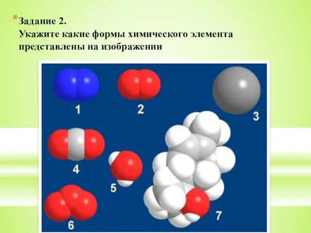 Задание 2. Укажите какие формы химического элемента представлены на изображении