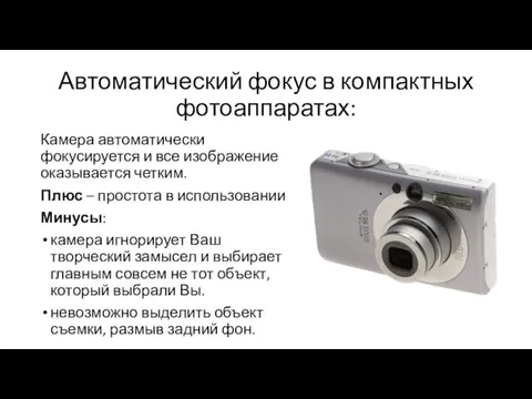 Автоматический фокус в компактных фотоаппаратах: Камера автоматически фокусируется и все
