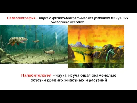 Палеогеография - наука о физико-географических условиях минувших геологических эпох. Палеонтология