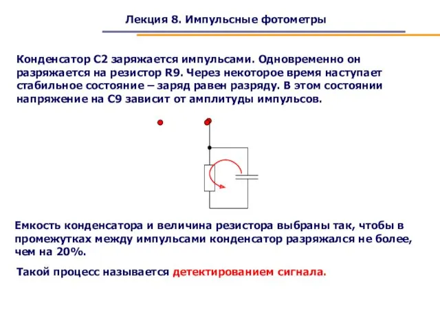 Лекция 8. Импульсные фотометры Конденсатор С2 заряжается импульсами. Одновременно он