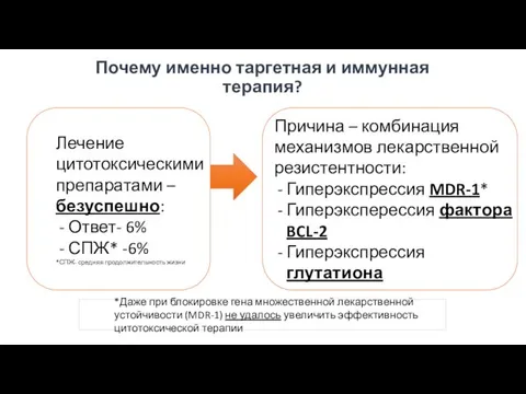 Почему именно таргетная и иммунная терапия? Лечение цитотоксическими препаратами –