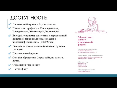 ДОСТУПНОСТЬ Постоянный прием в Архангельске Приемы по графику в Северодвинске,