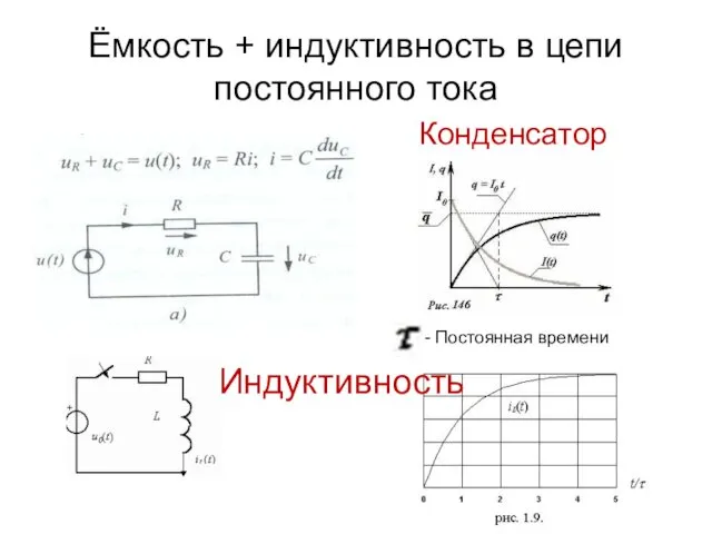 Ёмкость + индуктивность в цепи постоянного тока Конденсатор Индуктивность - Постоянная времени