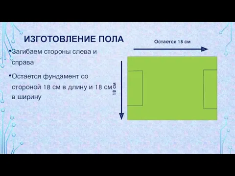 ИЗГОТОВЛЕНИЕ ПОЛА Загибаем стороны слева и справа Остается фундамент со