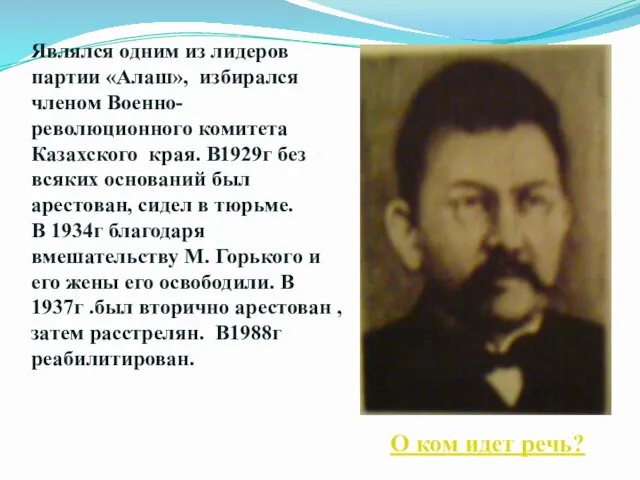 Являлся одним из лидеров партии «Алаш», избирался членом Военно-революционного комитета