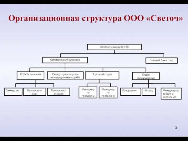Организационная структура ООО «Светоч»