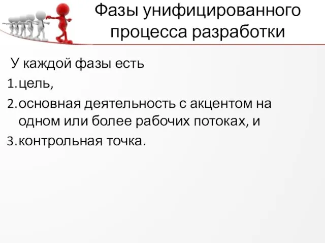 Фазы унифицированного процесса разработки У каждой фазы есть цель, основная