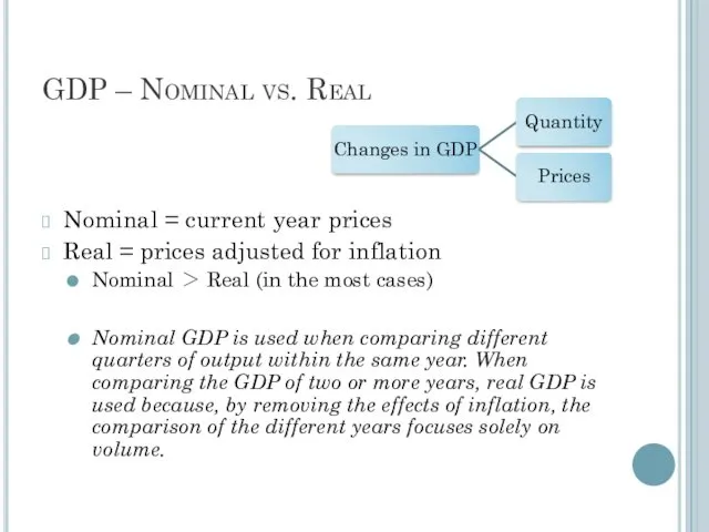 GDP – Nominal vs. Real Nominal = current year prices