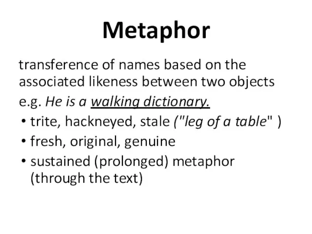 Metaphor transference of names based on the associated likeness between