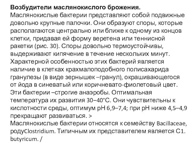 Возбудители маслянокислого брожения. Маслянокислые бактерии представляют собой подвижные довольно крупные