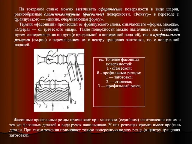 На токарном станке можно вытачивать сферические поверхности в виде шаров,