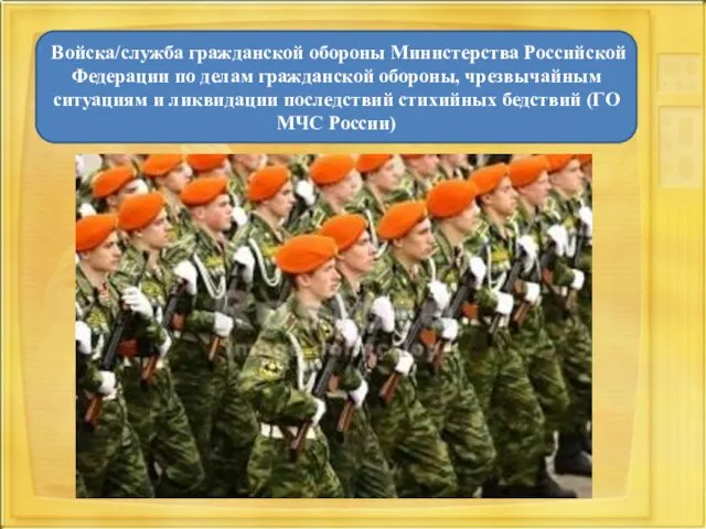 Войска/служба гражданской обороны Министерства Российской Федерации по делам гражданской обороны,
