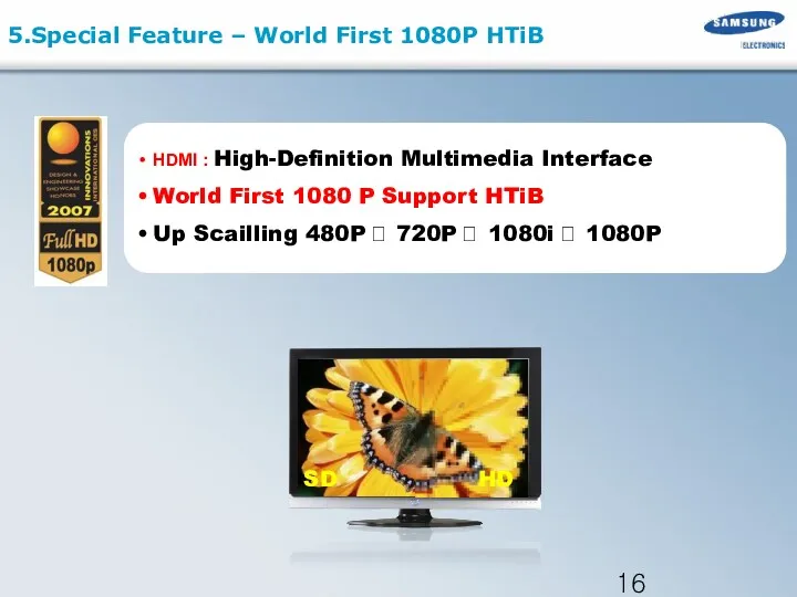 5.Special Feature – World First 1080P HTiB SD HD HDMI