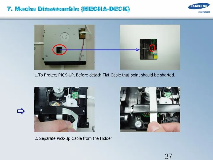 2. Separate Pick-Up Cable from the Holder 1.To Protect PICK-UP,