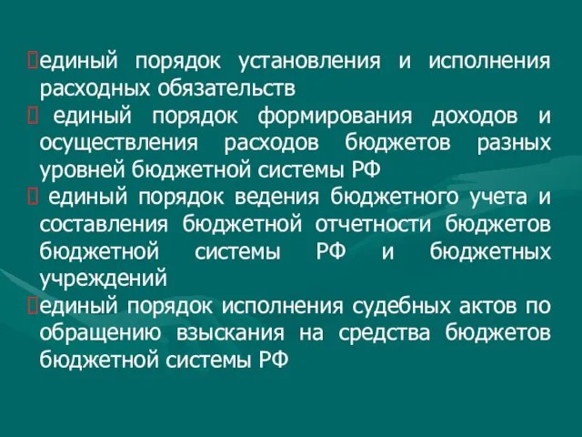 единый порядок установления и исполнения расходных обязательств единый порядок формирования