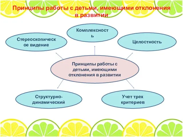 Принципы работы с детьми, имеющими отклонения в развитии Принципы работы