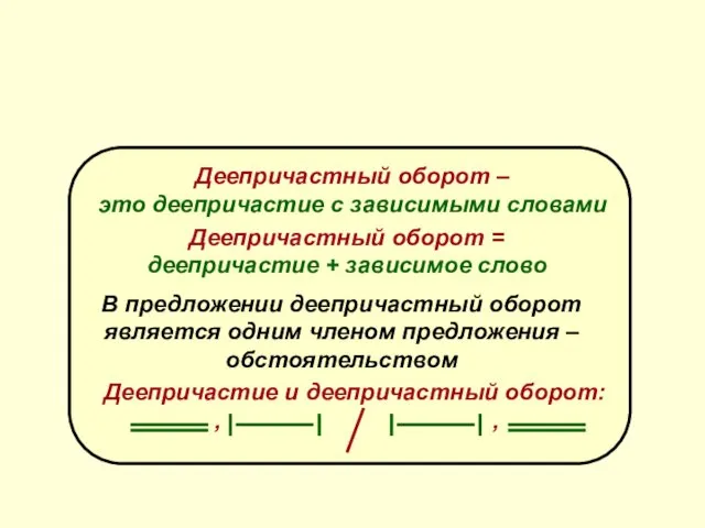 Деепричастный оборот Деепричастный оборот – это деепричастие с зависимыми словами