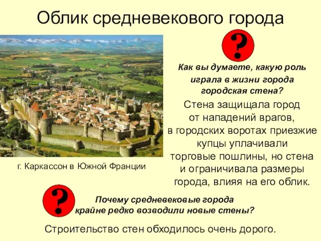 Облик средневекового города Как вы думаете, какую роль играла в